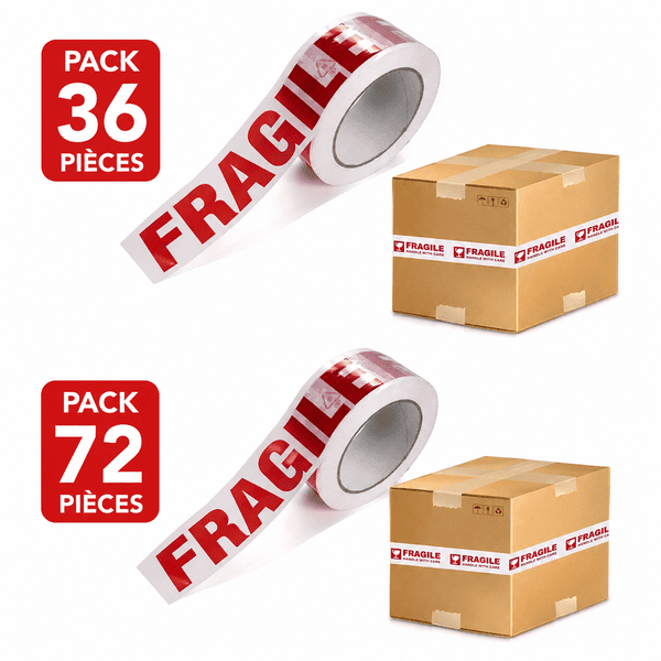 Ruban Adhésif FRAGILE 5cm x 66m – Scotch Emballage Blanc Haute Résistance | Vente en Gros Maroc