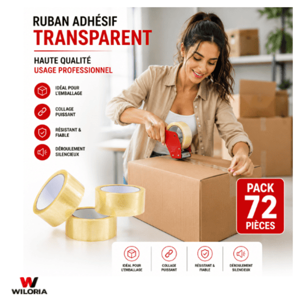 SCOTCH TRANSPARENT 50M – Ruban Adhésif Ultra Résistant au Meilleur Prix au Maroc – Image 3