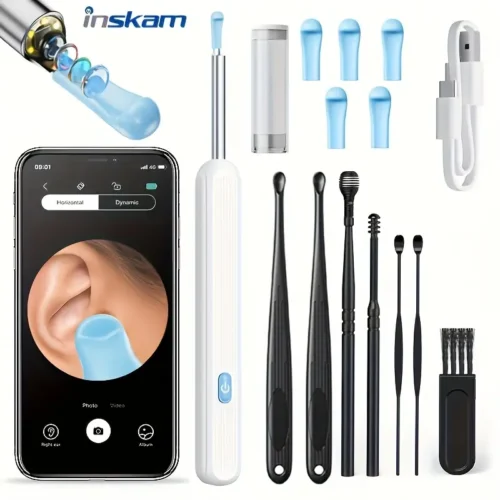 Kit Nettoyage Oreille avec Caméra – 7 Pièces, Lumière LED, iOS & Android  | Wiloria