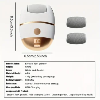 Pédicure Électrique Homme Rechargeable avec Écran LCD – Idée Cadeau Fête des Pères | 2 Têtes Incluses – Livraison Gratuite à Domicile