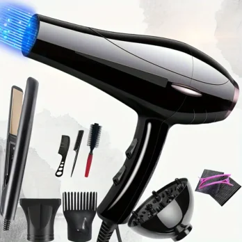 Sèche-Cheveux Professionnel 2100W + Lisseur & Accessoires | Qualité Salon – Cadeau Idéal Femme – Livraison Gratuite