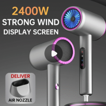 Sèche-Cheveux Professionnel 2400W avec Air Chaud & Froid | 3 Températures + Buse – Idéal Voyage & Maison – Livraison Gratuite