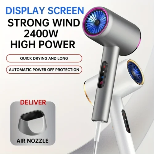 Sèche-Cheveux Professionnel 2400W avec Air Chaud & Froid | 3 Températures + Buse – Idéal Voyage & Maison – Livraison Gratuite – Image 5