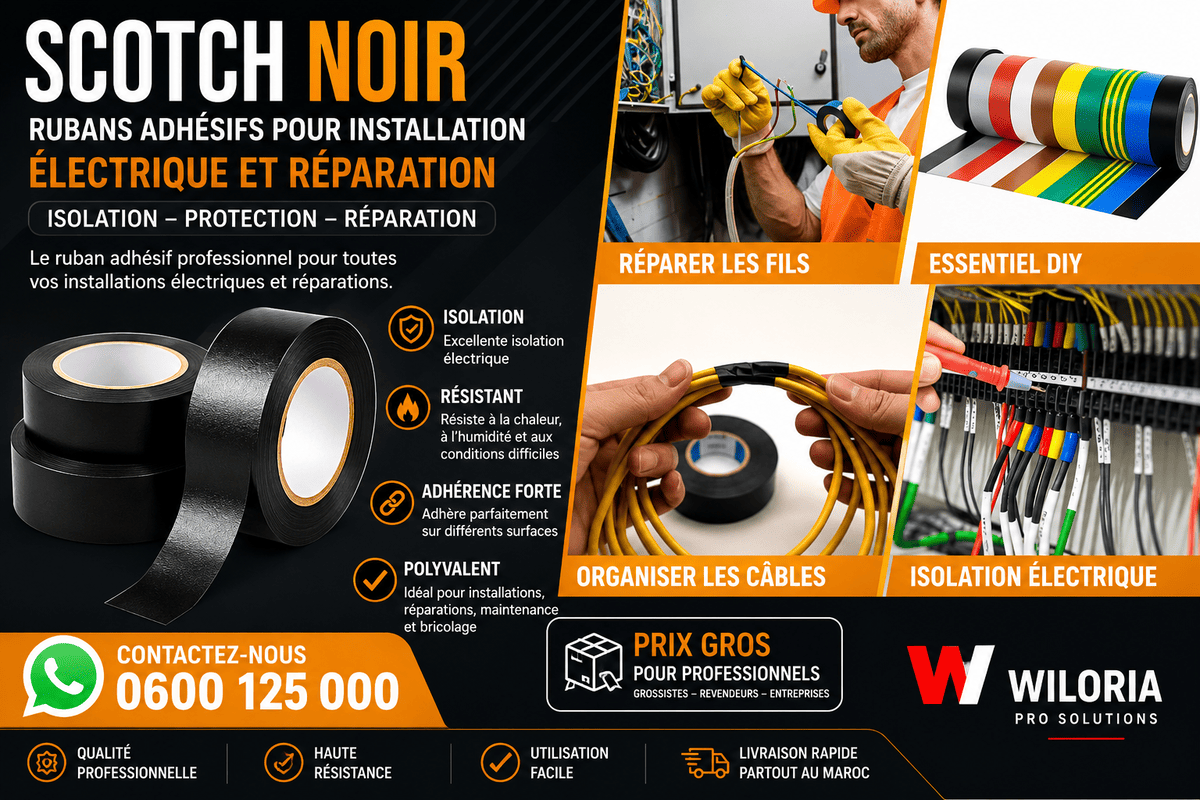 You are currently viewing Scotch Noir|Rubans adhésifs pour Installation électrique et réparation|Wiloria