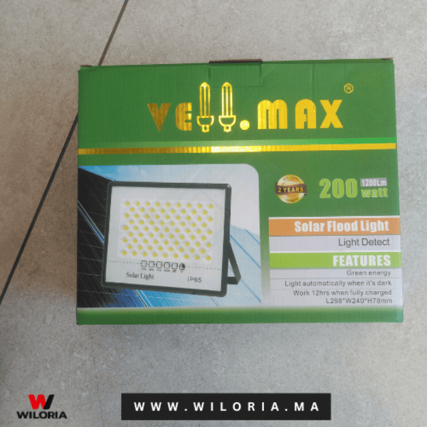 Projecteur Solaire VE.MAX 100W IP65 12H – Éclairage Extérieur Haute Performance | Wiloria – Image 3
